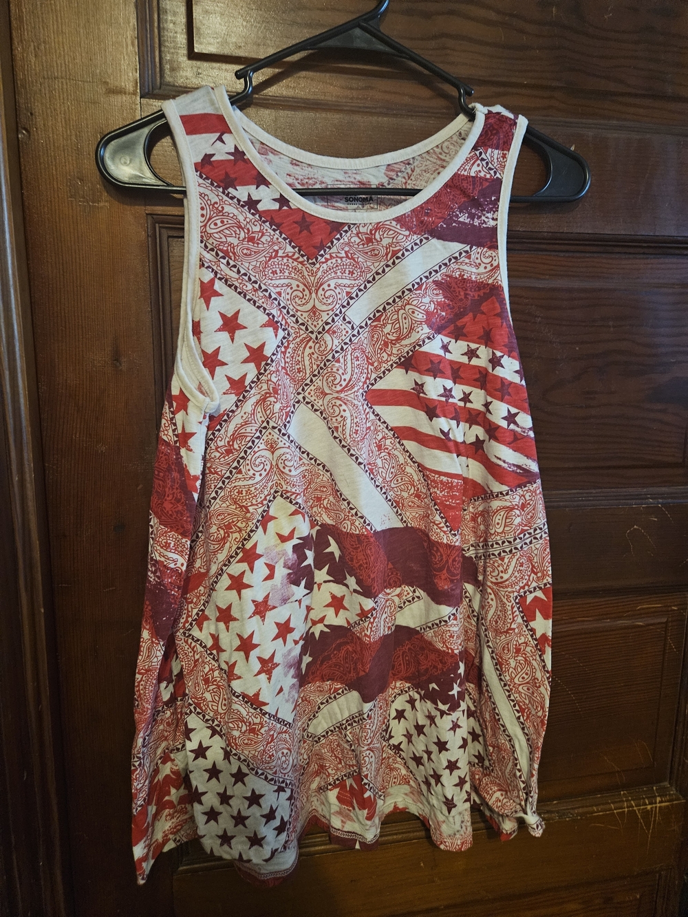 Sonoma Red and White Bandana Print Tank Top